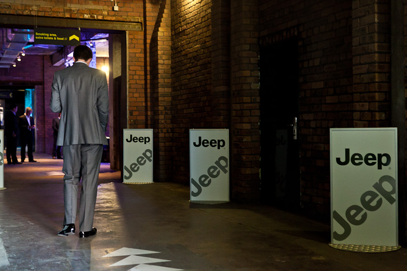 event delegate walking down the tunnel to enter the launch event of new jeep grand cherokee