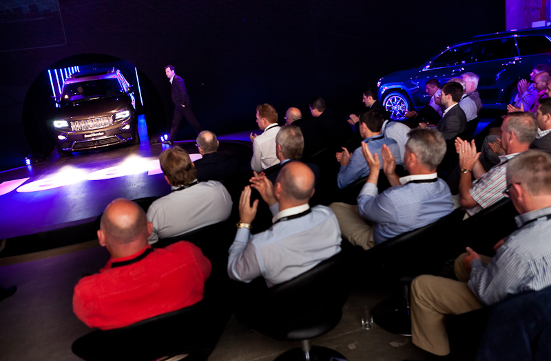 Nigel Land enters auditorium at the launch of new jeep grand cherokee