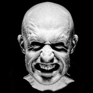 Actor Darren Connolly scary portrait black and white