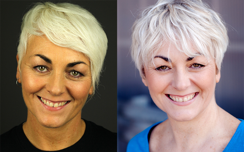 Look-youger-2 2 headshots of the same lady side by side to one she looks younger